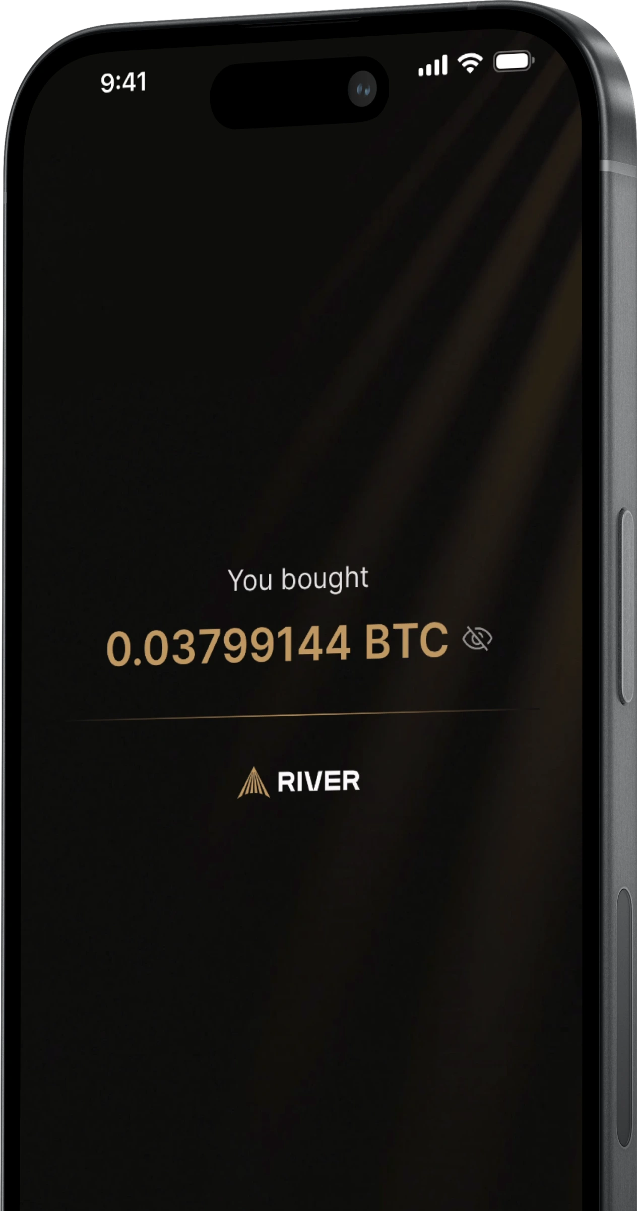 Mobile interface showing River's Bitcoin buying process