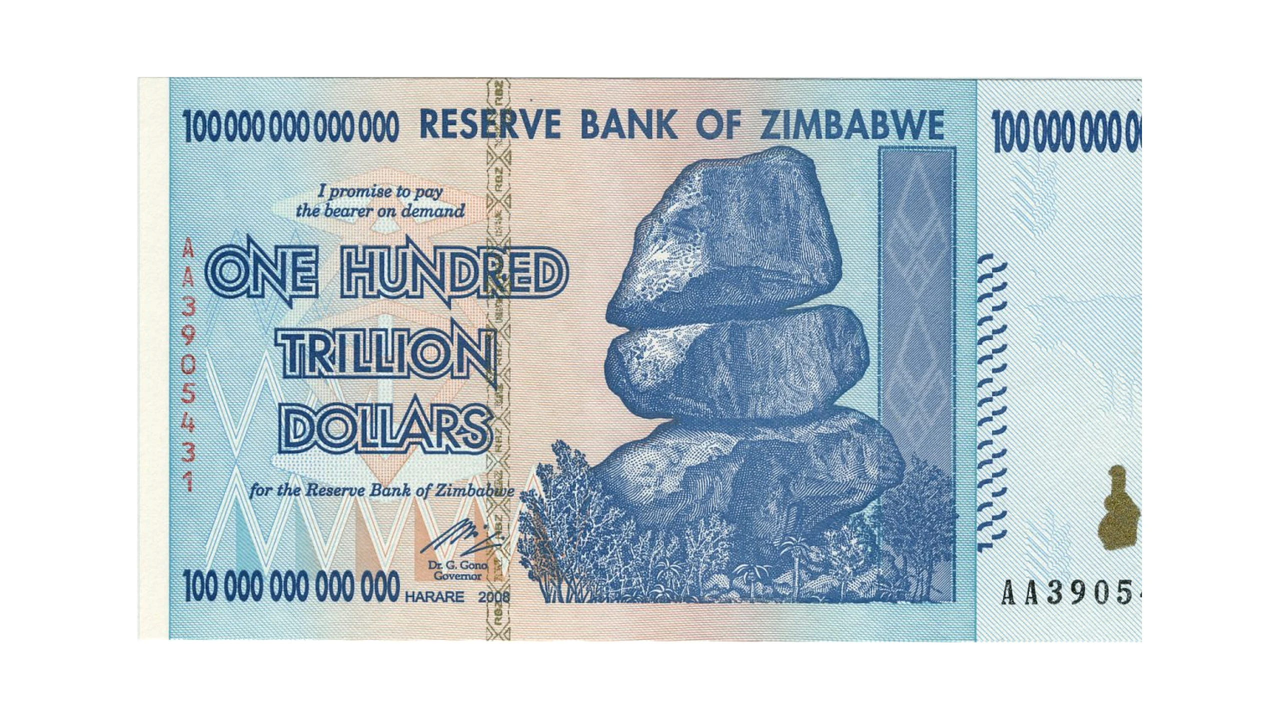 One Hundred Trillion Zimbabwe dollar note