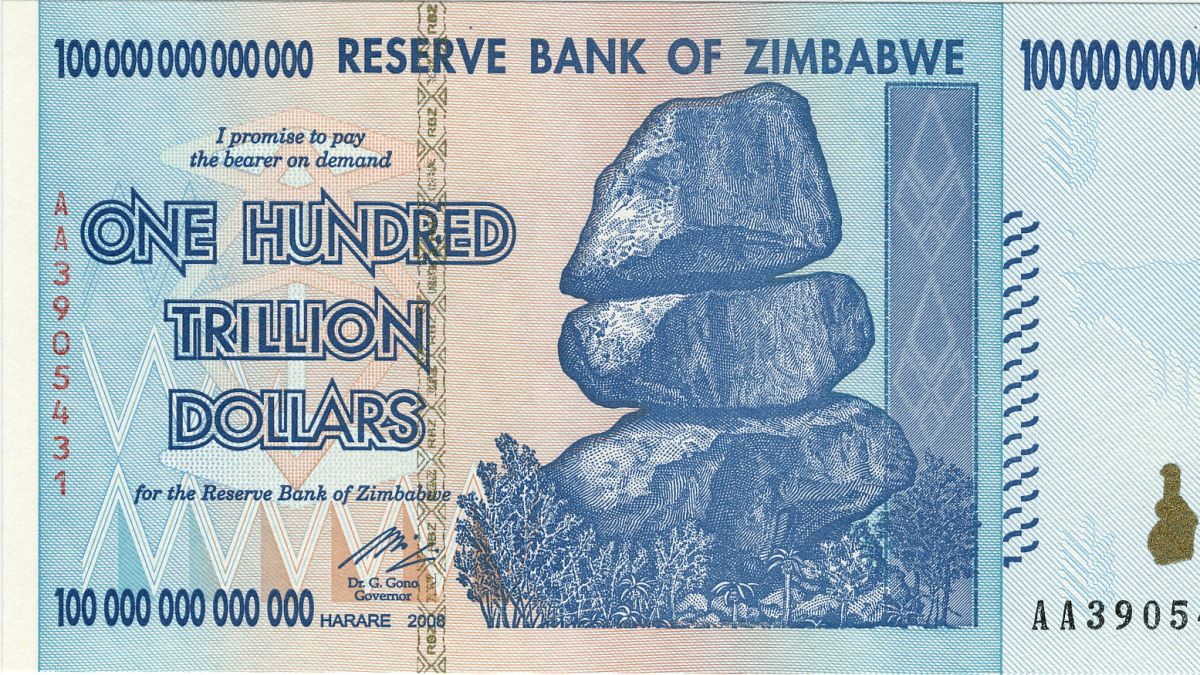 One Hundred Trillion Zimbabwe dollar note