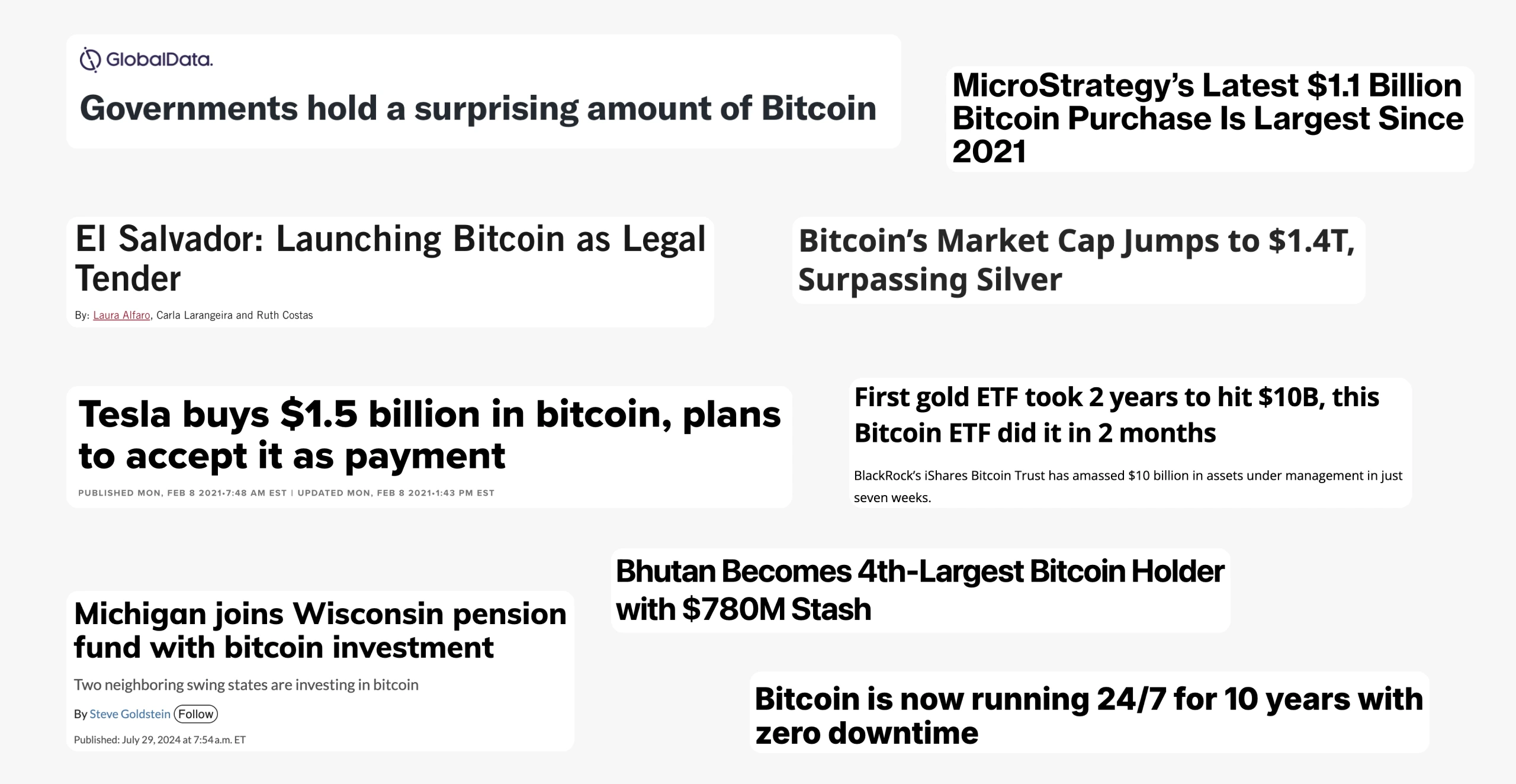 Negative Bitcoin Headlines: Collection of headlines predicting Bitcoin’s failure, environmental impact, and worthlessness, with quotes from critics and studies on its risks.