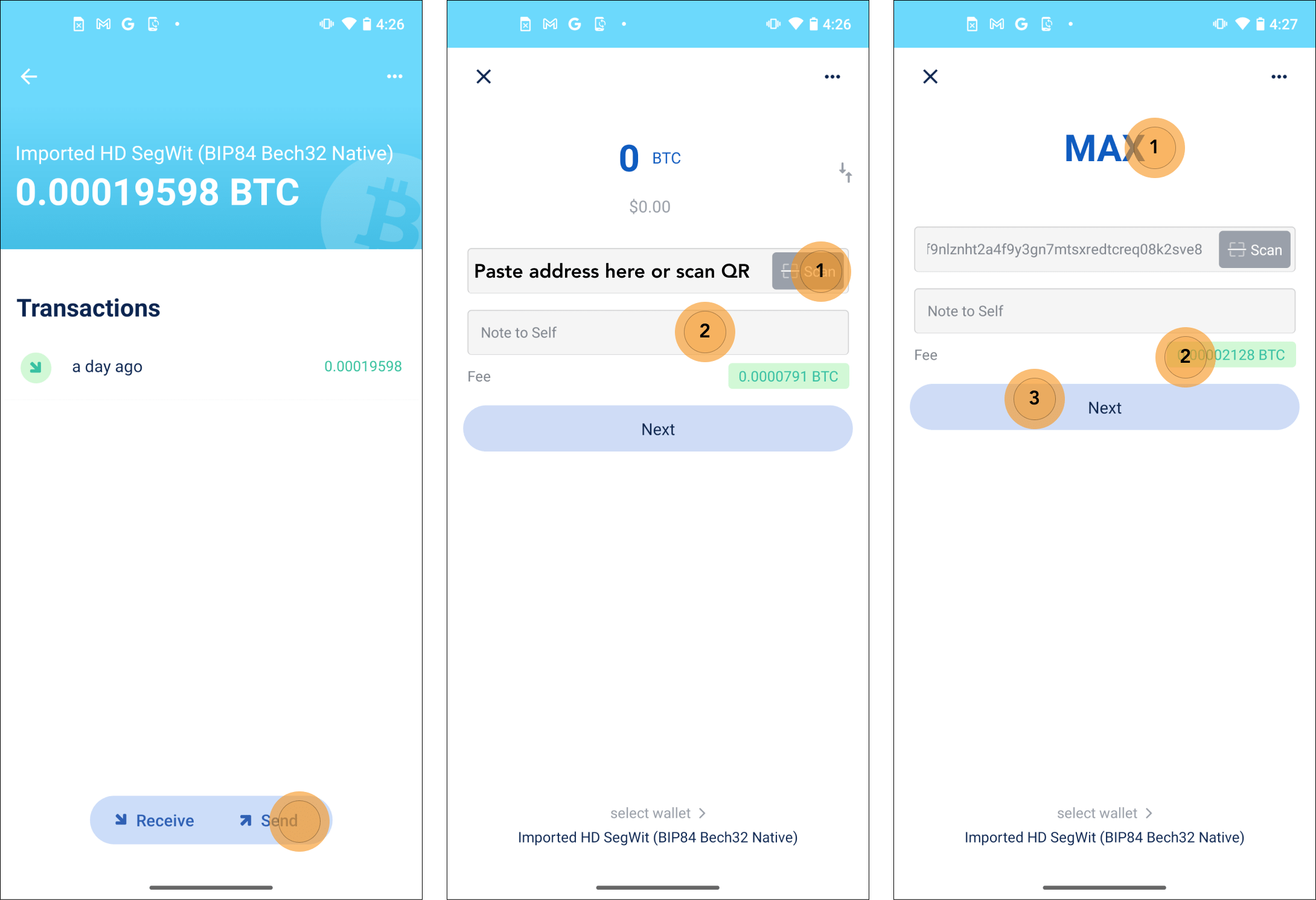 Setting up a send transaction